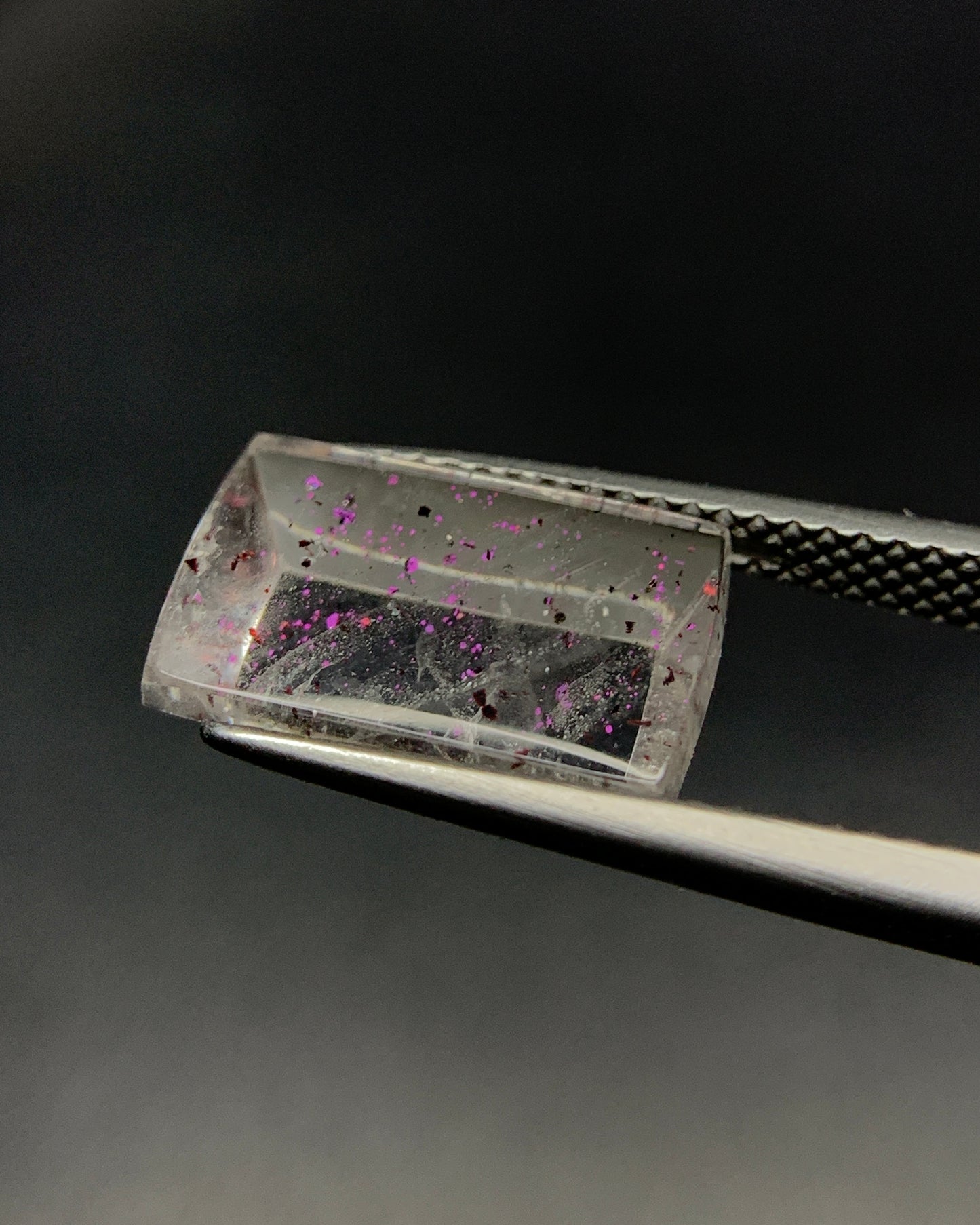 Natural Rare Pink Fire Quartz 5.31 Carat 13.5x8.4x5 MM Baguette Shape Covellite Quartz Gemstone from Brazil 
