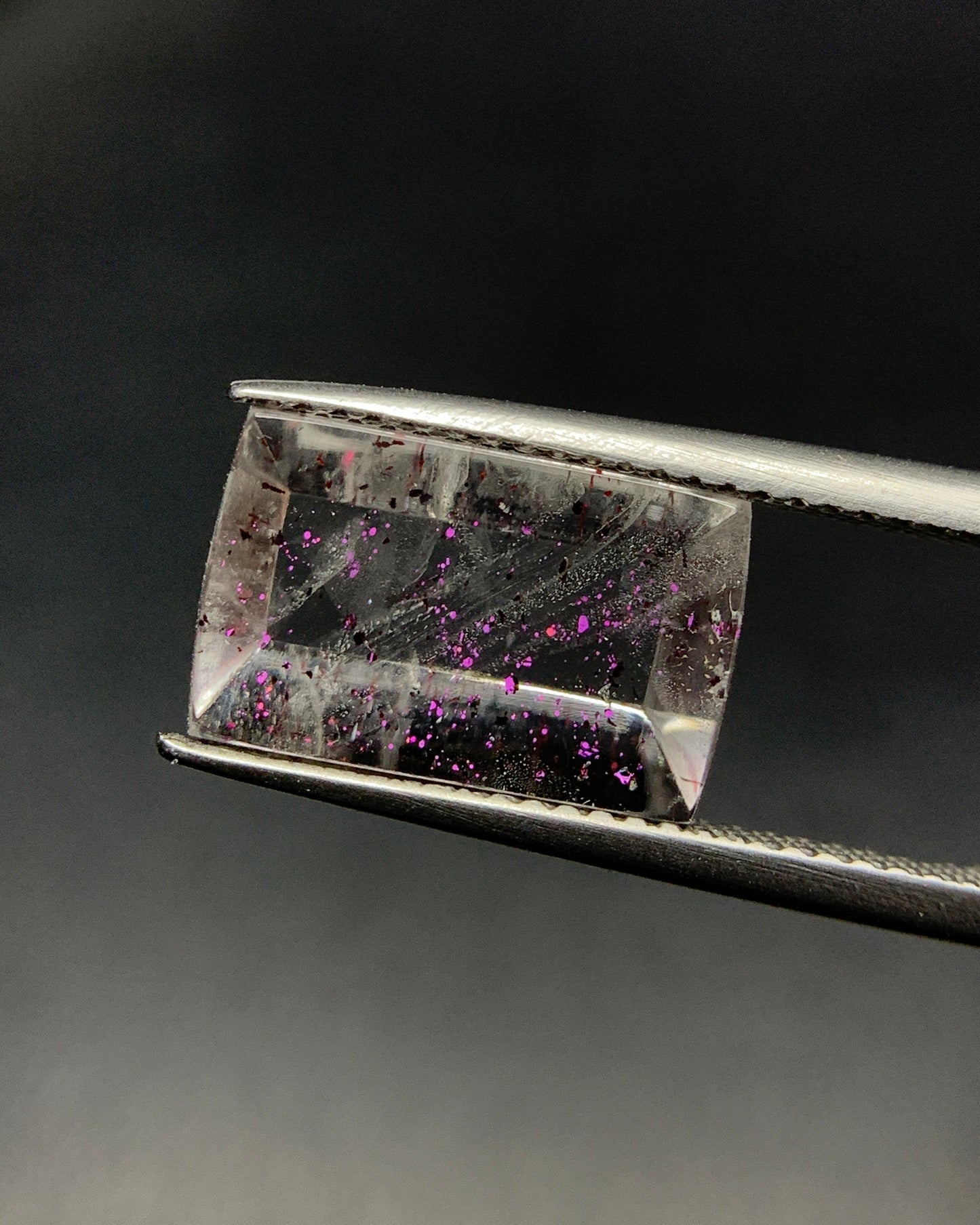 Natural Rare Pink Fire Quartz 5.31 Carat 13.5x8.4x5 MM Baguette Shape Covellite Quartz Gemstone from Brazil 