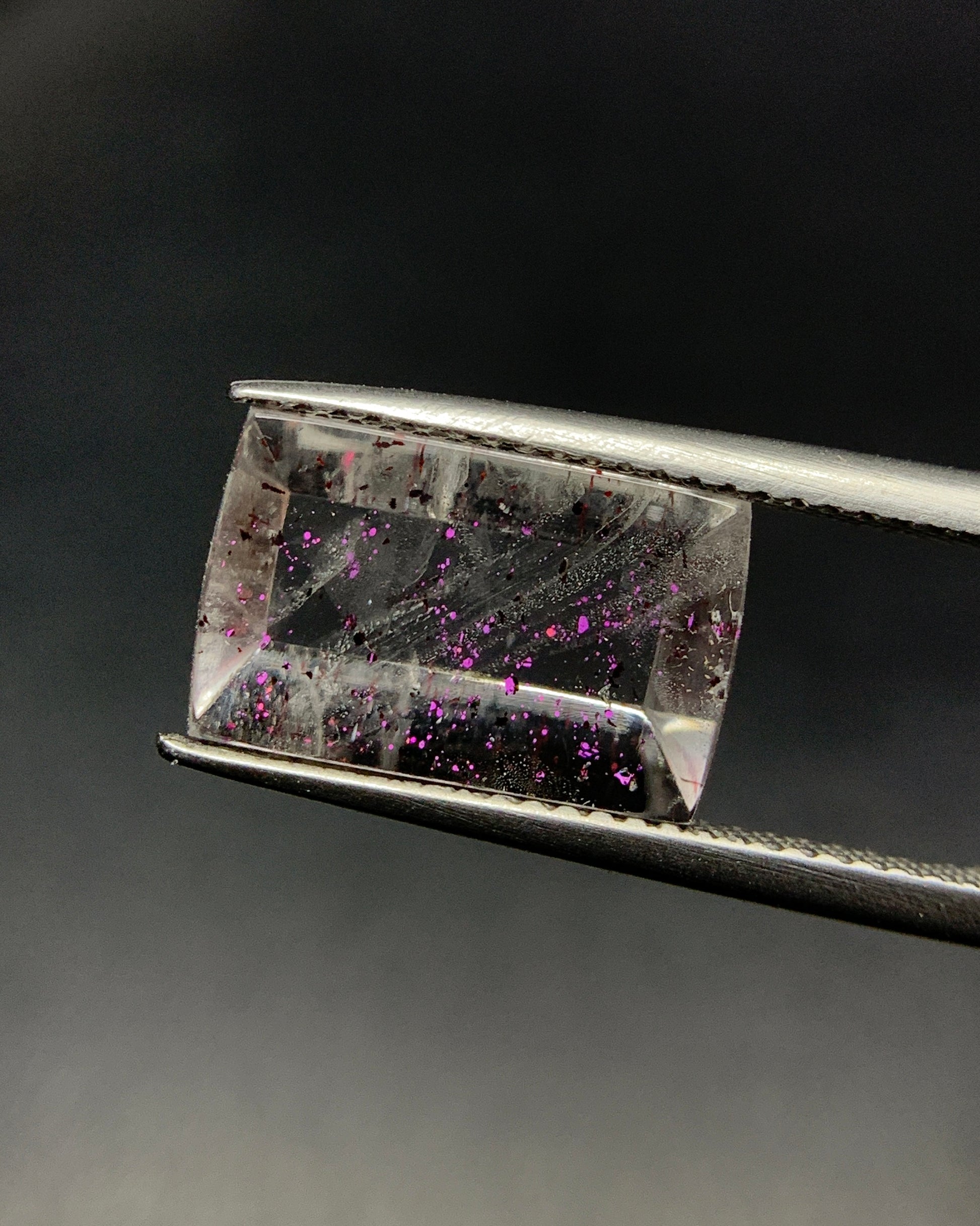 Natural Rare Pink Fire Quartz 5.31 Carat 13.5x8.4x5 MM Baguette Shape Covellite Quartz Gemstone from Brazil 
