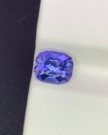Natural Blue Tanzanite 1.40 Carat 7.4x6.2 MM Fancy Cushion Shape Faceted Gemstone 