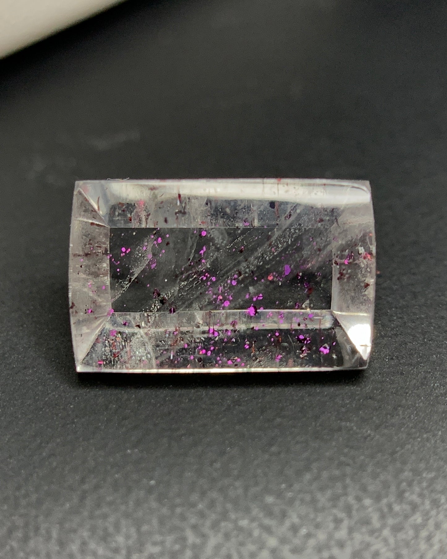 Natural Rare Pink Fire Quartz 5.31 Carat 13.5x8.4x5 MM Baguette Shape Covellite Quartz Gemstone from Brazil 
