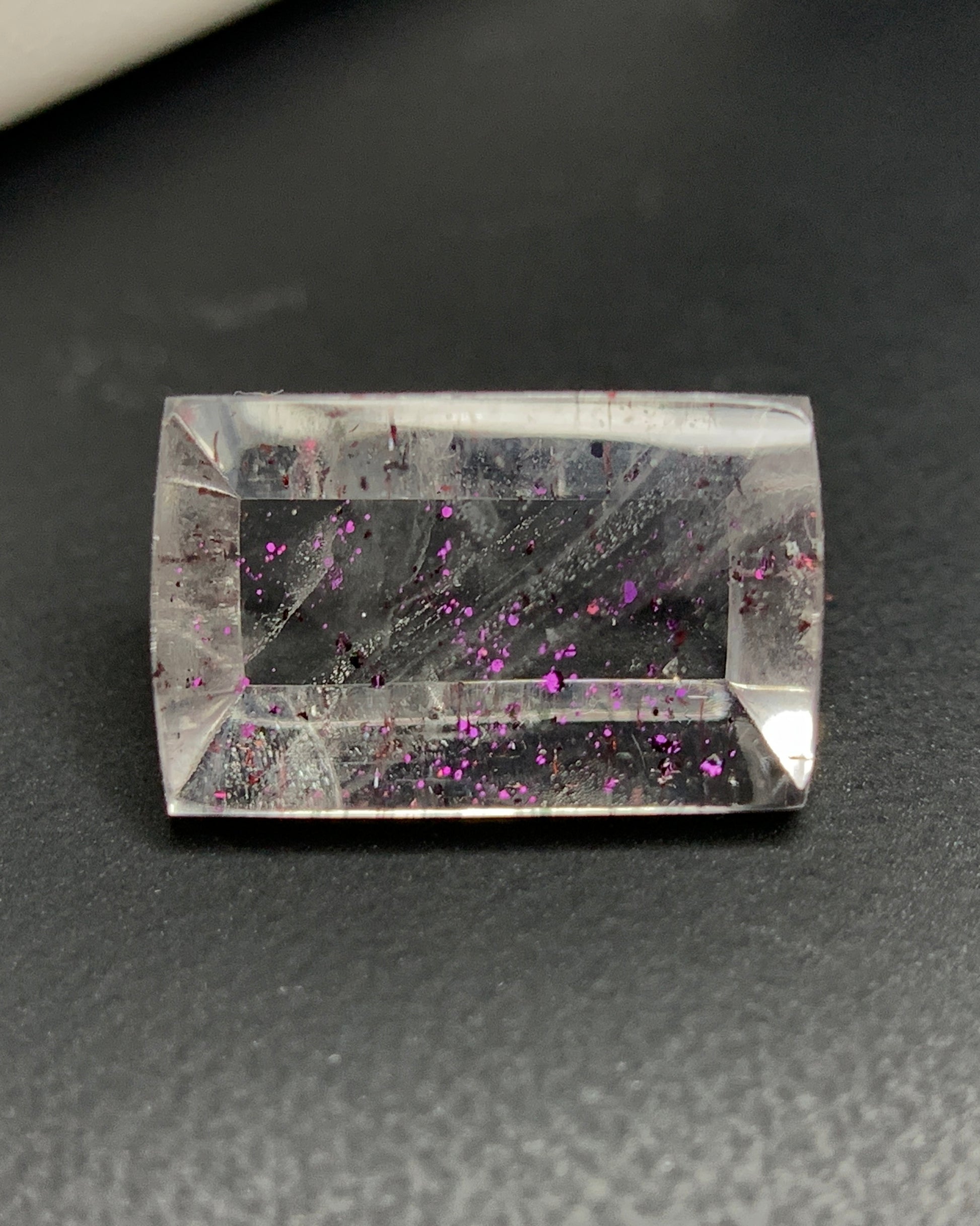 Natural Rare Pink Fire Quartz 5.31 Carat 13.5x8.4x5 MM Baguette Shape Covellite Quartz Gemstone from Brazil 