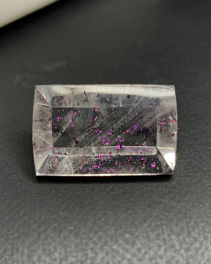 Natural Rare Pink Fire Quartz 5.31 Carat 13.5x8.4x5 MM Baguette Shape Covellite Quartz Gemstone from Brazil 
