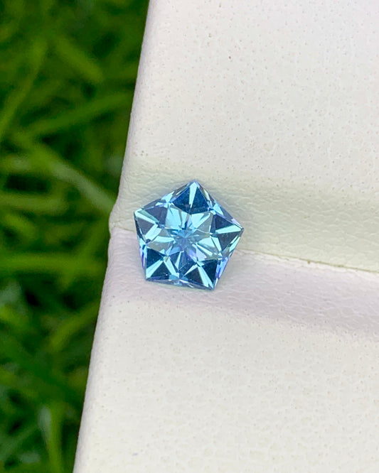 Natural Aquamarine 0.68 Carat 6x6 MM Pentagon Shape Faceted Gemstone