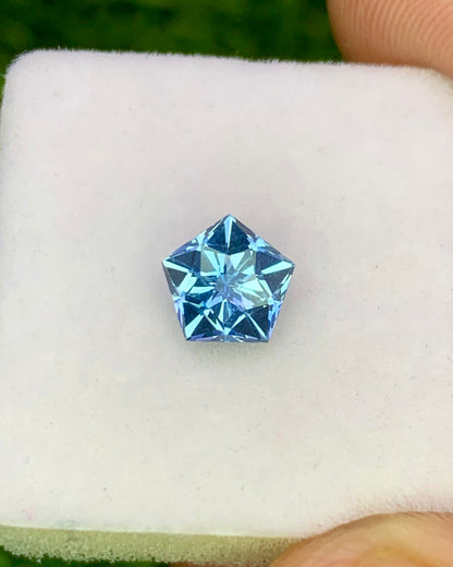 Natural Aquamarine 0.68 Carat 6x6 MM Pentagon Shape Faceted Gemstone