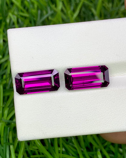 Natural Purple Rhodolite Garnet Lot 9.12 Carat 13.2x6.5/13.1x6.5 MM Octagon Shape Faceted Gemstone 2 Piece Lot