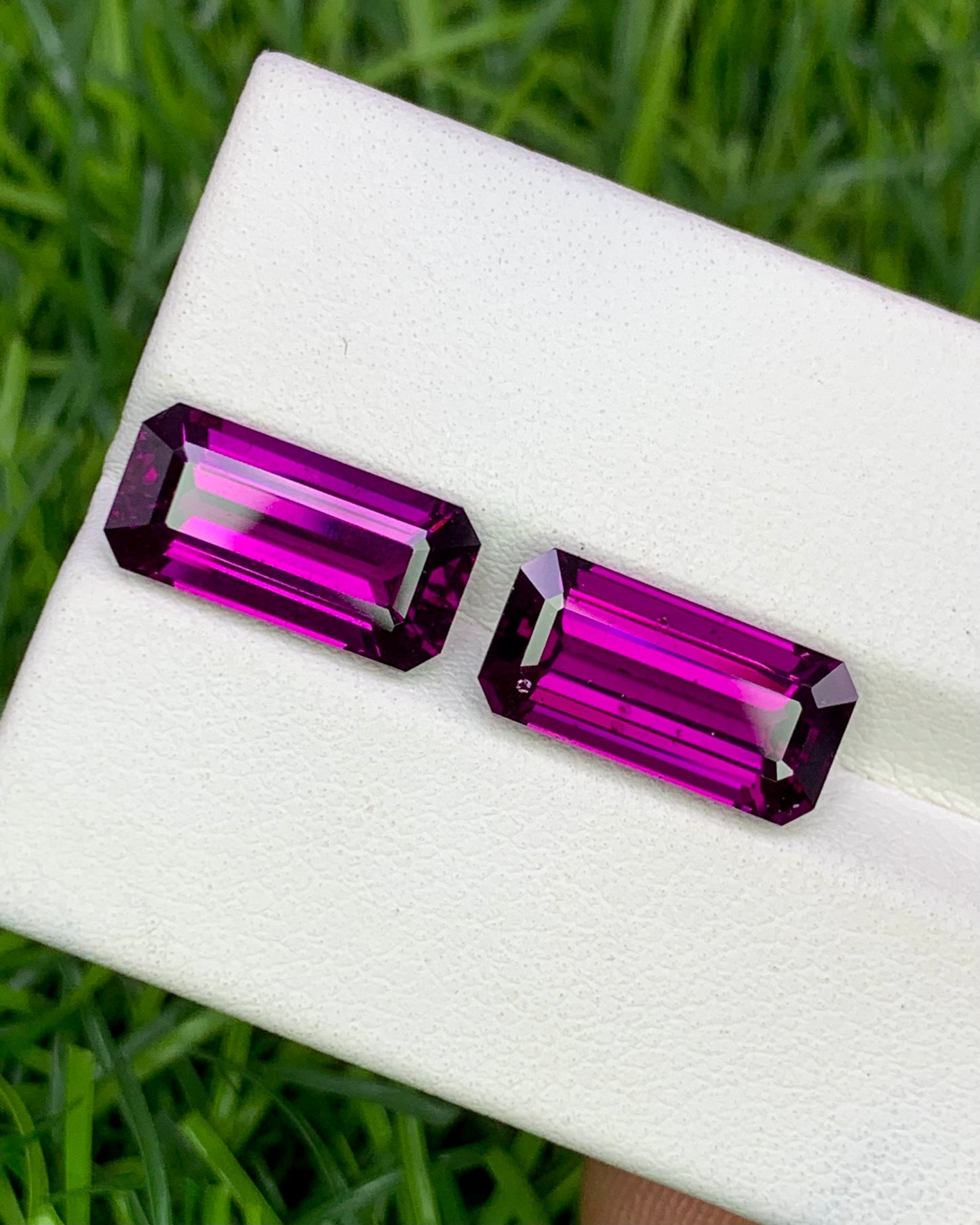 Natural Purple Rhodolite Garnet Lot 9.12 Carat 13.2x6.5/13.1x6.5 MM Octagon Shape Faceted Gemstone 2 Piece Lot