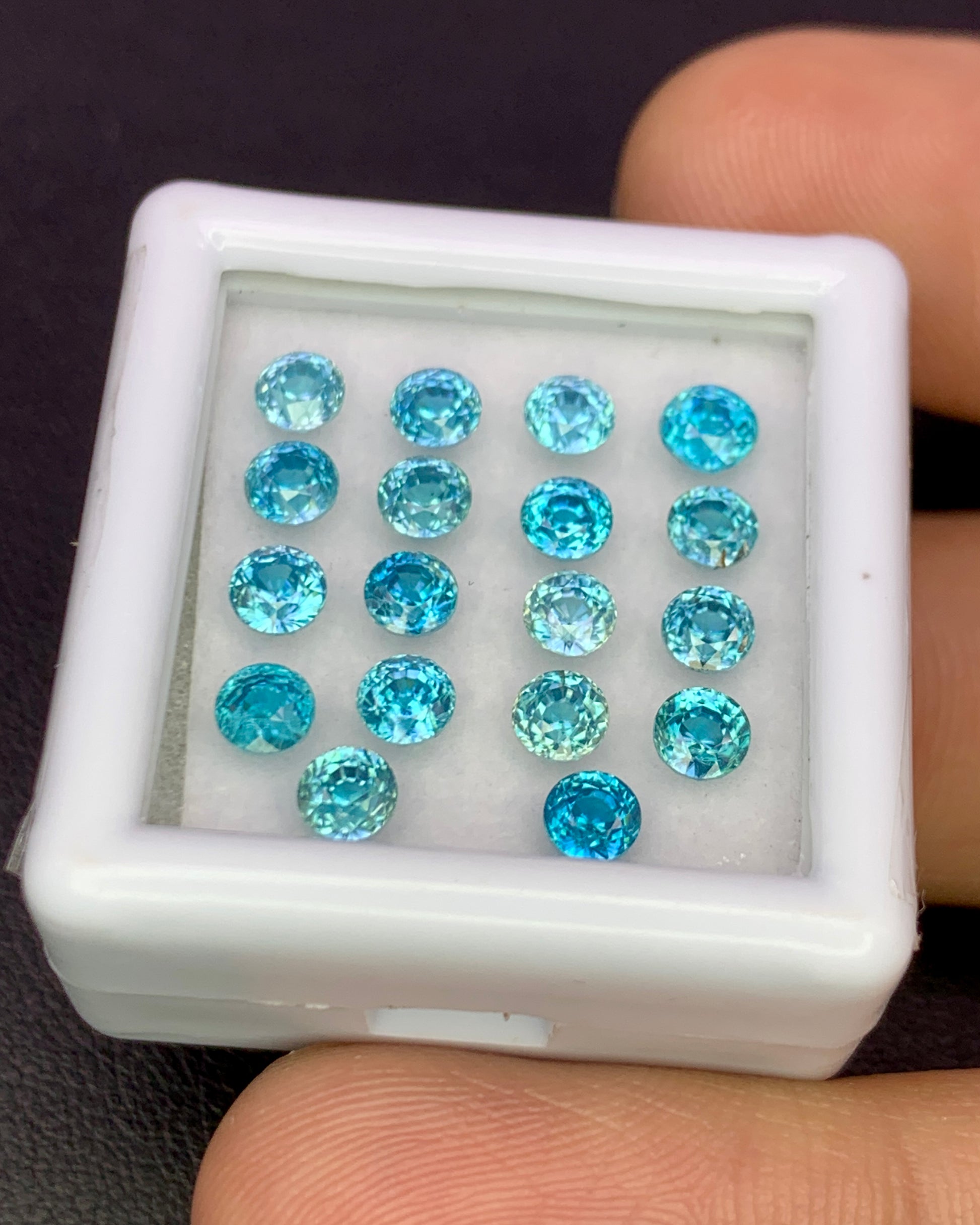 Natural Cambodian Blue Zircon Lot 6.06 Carat 3.5x3.5 MM Round Shape Faceted Gemstone 18 Piece Lot