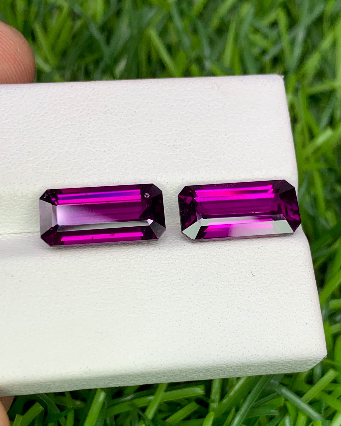 Natural Purple Rhodolite Garnet Lot 9.12 Carat 13.2x6.5/13.1x6.5 MM Octagon Shape Faceted Gemstone 2 Piece Lot