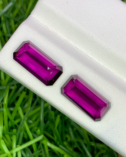 Natural Purple Rhodolite Garnet Lot 9.12 Carat 13.2x6.5/13.1x6.5 MM Octagon Shape Faceted Gemstone 2 Piece Lot