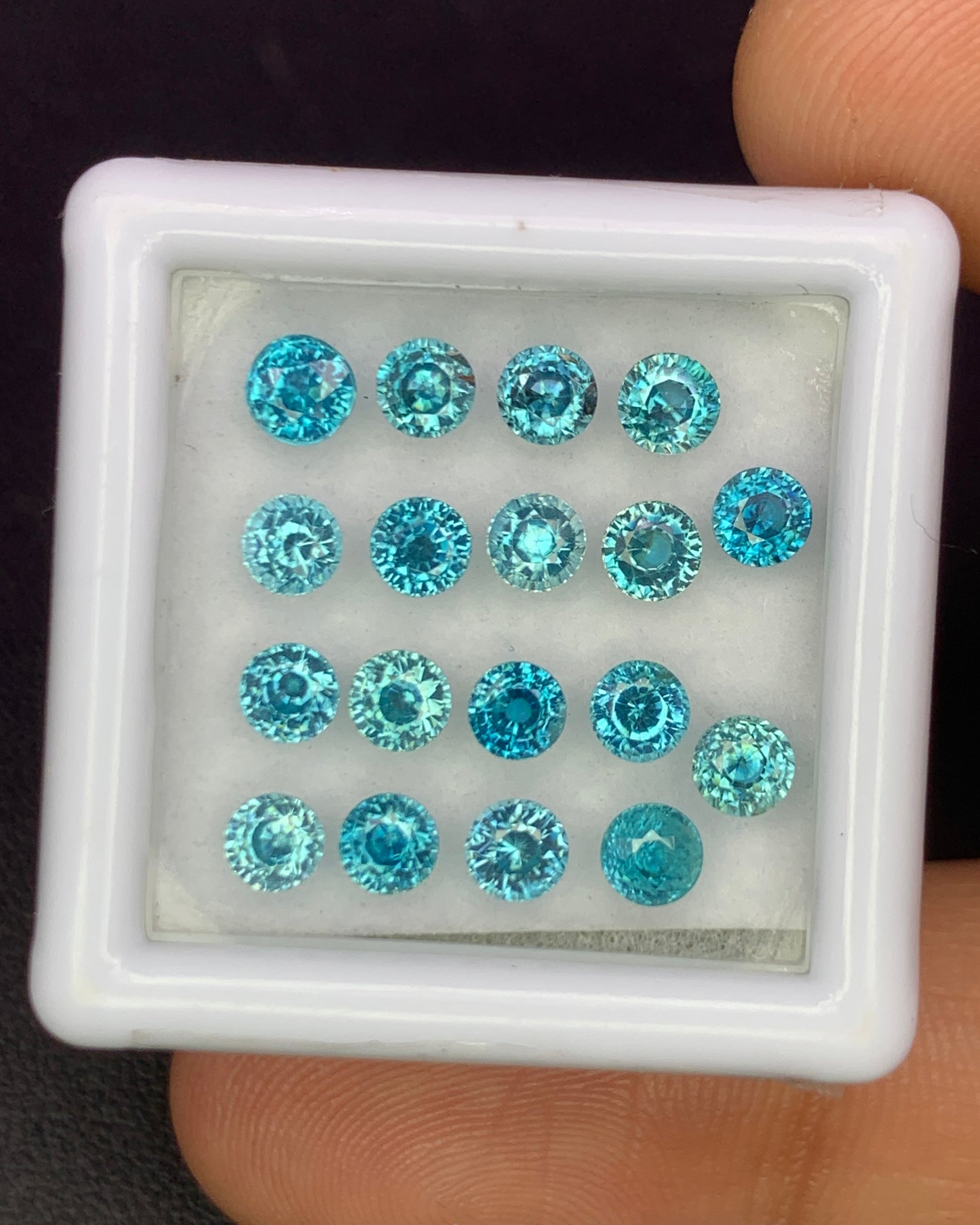 Natural Cambodian Blue Zircon Lot 6.06 Carat 3.5x3.5 MM Round Shape Faceted Gemstone 18 Piece Lot
