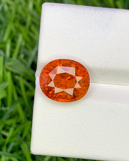 Natural Spessartite Garnet 5.75 Carat 10.9x9.3 MM Oval Shape Faceted Gemstone