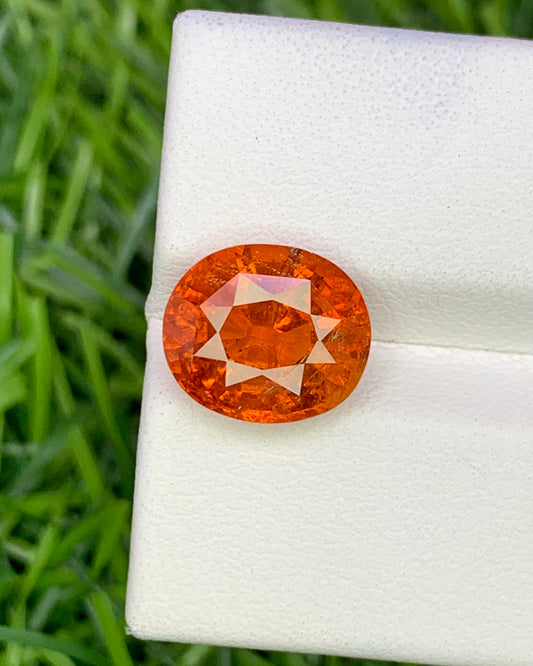 Natural Spessartite Garnet 5.75 Carat 10.9x9.3 MM Oval Shape Faceted Gemstone