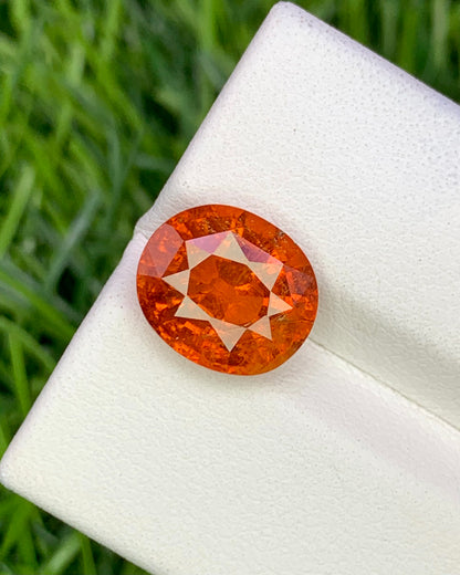 Natural Spessartite Garnet 5.75 Carat 10.9x9.3 MM Oval Shape Faceted Gemstone