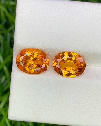 Natural Spessartite Garnet Lot 4.32 Carat 9x6.9 /8.9x6.9MM Oval Shape Faceted Gemstone 2 Piece Lot