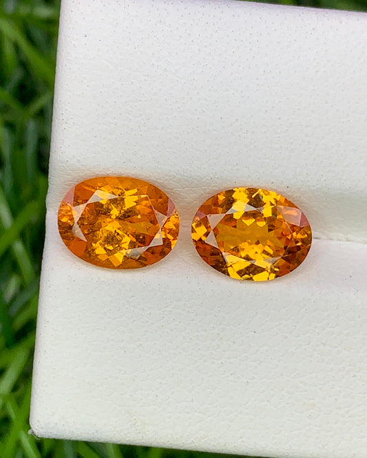 Natural Spessartite Garnet Lot 4.32 Carat 9x6.9 /8.9x6.9MM Oval Shape Faceted Gemstone 2 Piece Lot