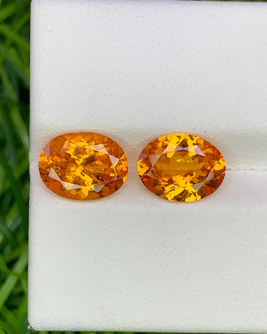 Natural Spessartite Garnet Lot 4.32 Carat 9x6.9 /8.9x6.9MM Oval Shape Faceted Gemstone 2 Piece Lot