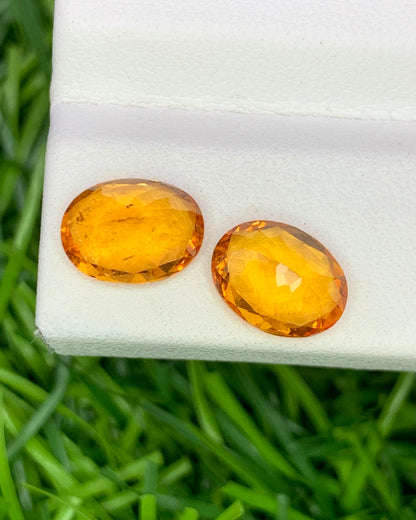 Natural Spessartite Garnet Lot 4.32 Carat 9x6.9 /8.9x6.9MM Oval Shape Faceted Gemstone 2 Piece Lot
