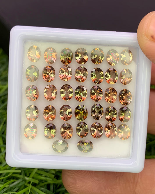 Natural Bi Color Andalusite Lot 5x4 MM Oval Shape Faceted Gemstone Lot 
