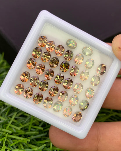 Natural Bi Color Andalusite Lot 5x4 MM Oval Shape Faceted Gemstone Lot 