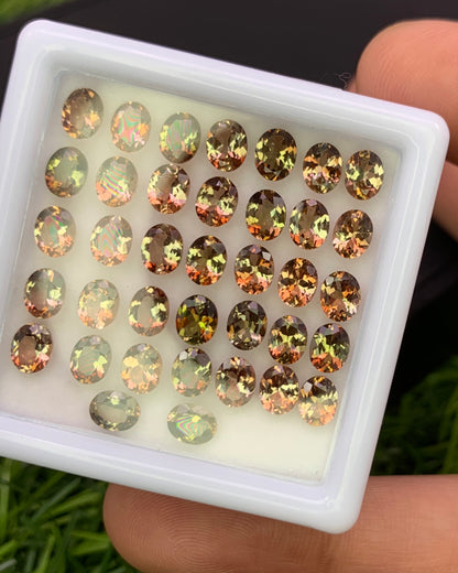 Natural Bi Color Andalusite Lot 5x4 MM Oval Shape Faceted Gemstone Lot 