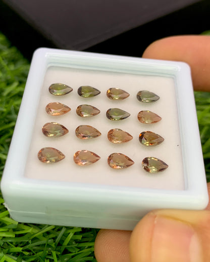 Natural Bi Color Andalusite Lot 6x4 MM Pear Shape Faceted Gemstone Lot 