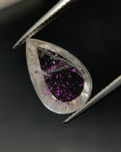 Natural Rare Pink Fire Quartz 4.60 Carat 15.1x9.6 MM Pear Shape Covellite Quartz Gemstone from Brazil 