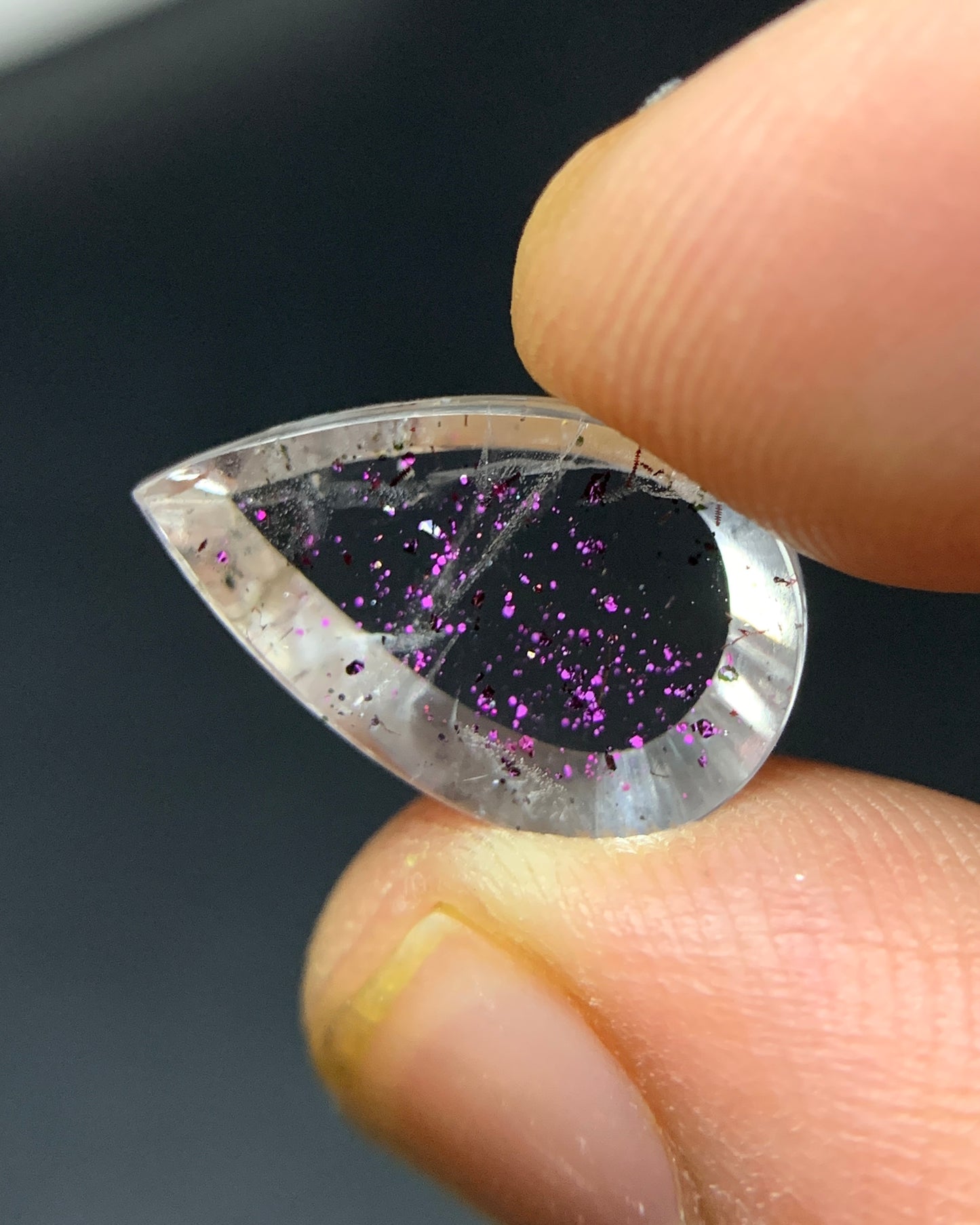 Natural Rare Pink Fire Quartz 4.60 Carat 15.1x9.6 MM Pear Shape Covellite Quartz Gemstone from Brazil 