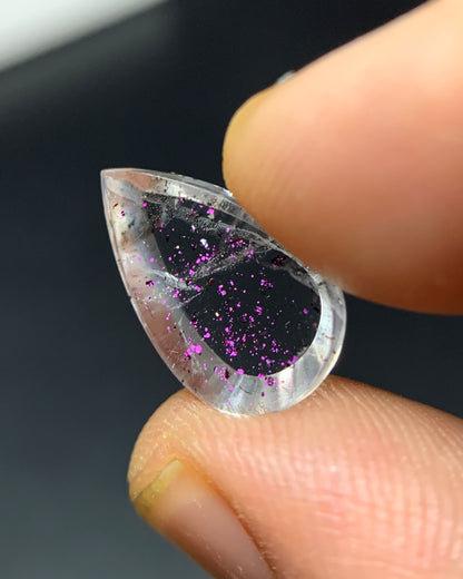 Natural Rare Pink Fire Quartz 4.60 Carat 15.1x9.6 MM Pear Shape Covellite Quartz Gemstone from Brazil 