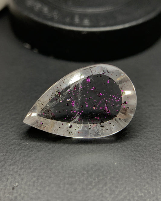 Natural Rare Pink Fire Quartz 4.60 Carat 15.1x9.6 MM Pear Shape Covellite Quartz Gemstone from Brazil 