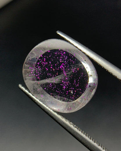Natural Rare Pink Fire Quartz 4.91 Carat 13.3x11.3 MM Oval Shape Covellite Quartz Gemstone from Brazil 