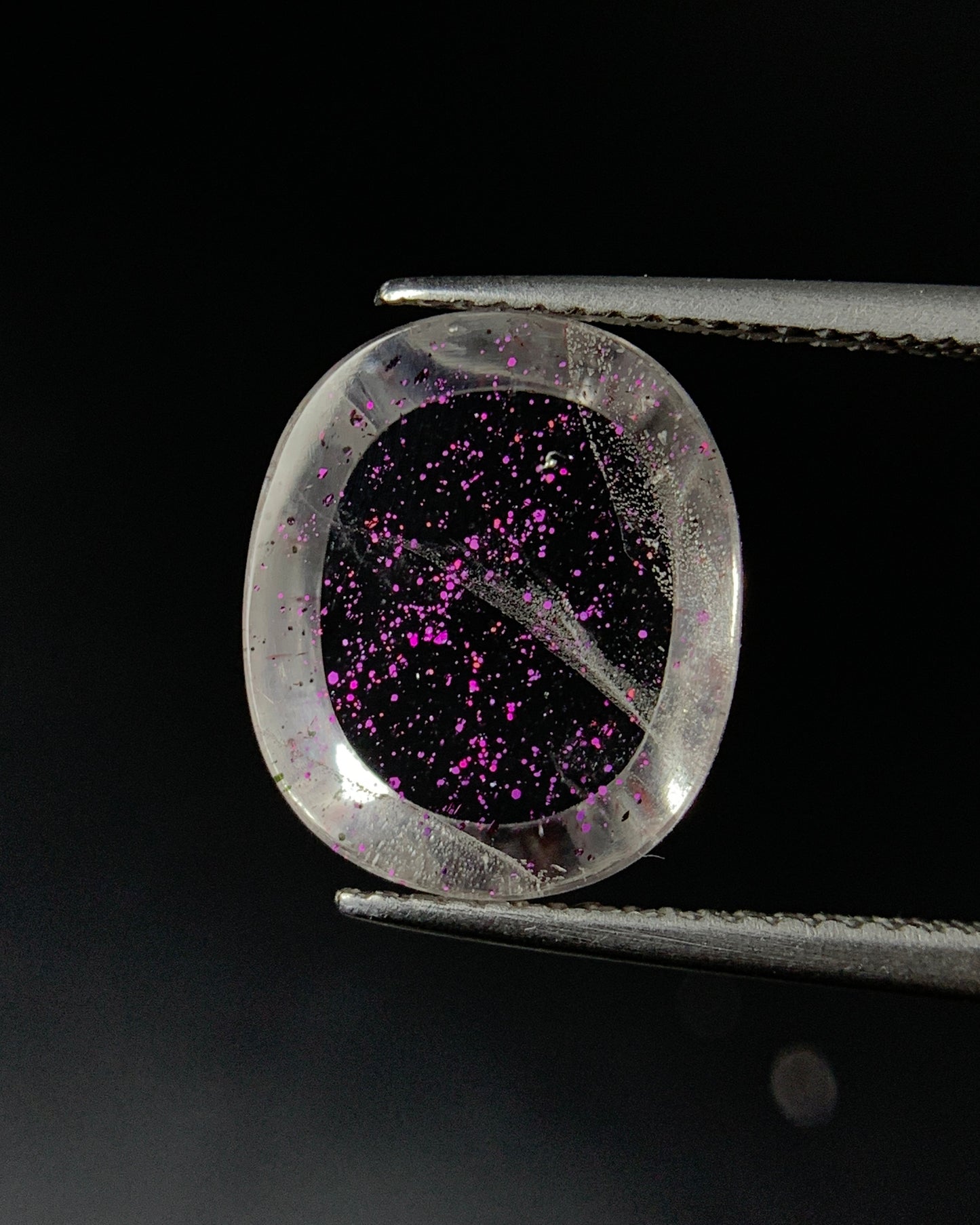 Natural Rare Pink Fire Quartz 4.91 Carat 13.3x11.3 MM Oval Shape Covellite Quartz Gemstone from Brazil 