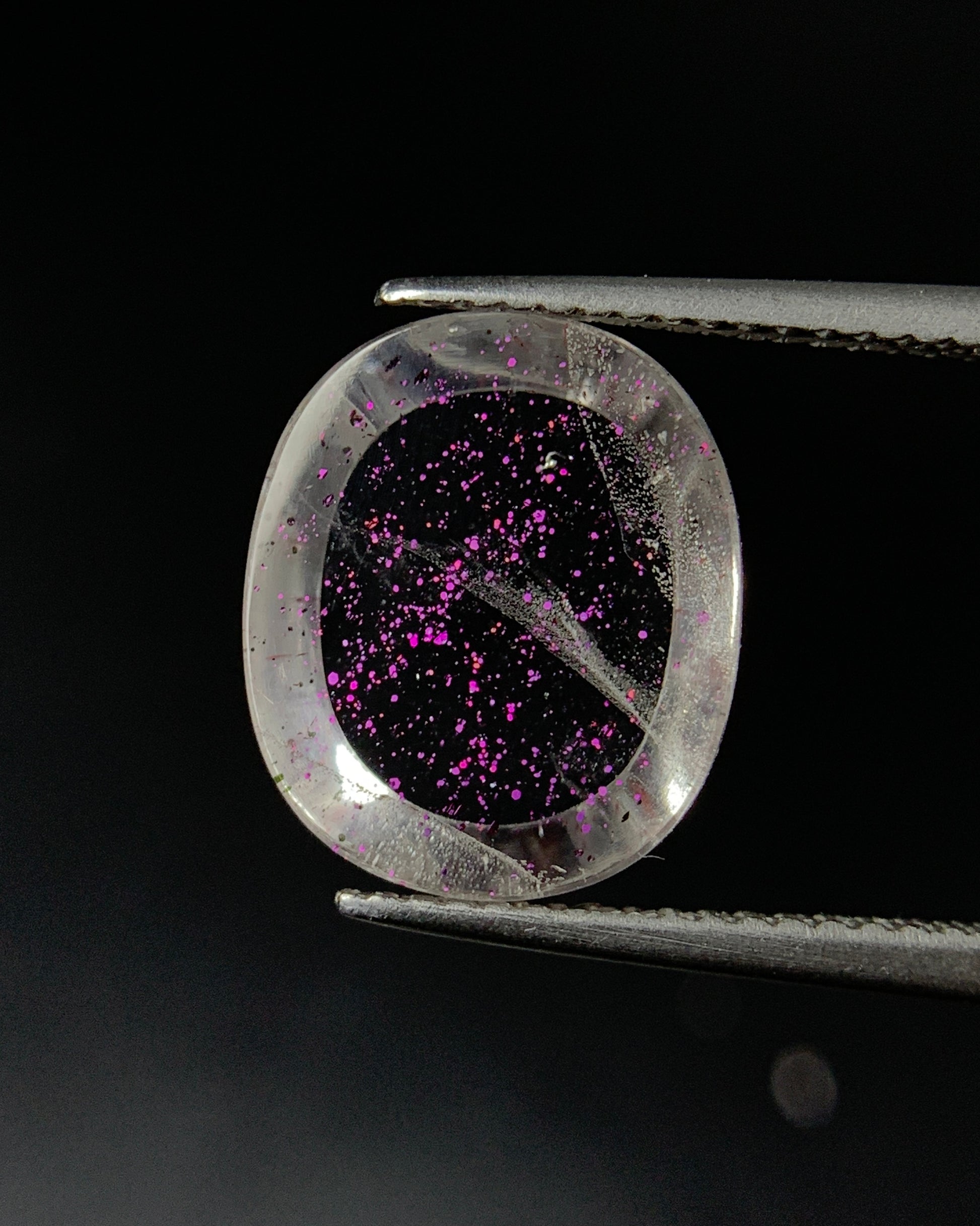 Natural Rare Pink Fire Quartz 4.91 Carat 13.3x11.3 MM Oval Shape Covellite Quartz Gemstone from Brazil 