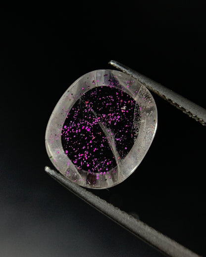 Natural Rare Pink Fire Quartz 4.91 Carat 13.3x11.3 MM Oval Shape Covellite Quartz Gemstone from Brazil 