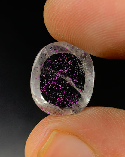 Natural Rare Pink Fire Quartz 4.91 Carat 13.3x11.3 MM Oval Shape Covellite Quartz Gemstone from Brazil 