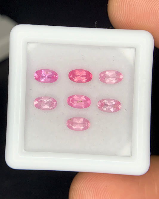 Natural Pink Spinel Lot 1.67 Carat 5x3 MM Oval Shape Faceted Gemstone 7 Piece Lot 