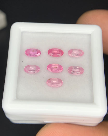 Natural Pink Spinel Lot 1.67 Carat 5x3 MM Oval Shape Faceted Gemstone 7 Piece Lot 