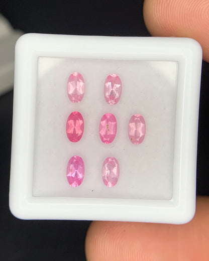 Natural Pink Spinel Lot 1.67 Carat 5x3 MM Oval Shape Faceted Gemstone 7 Piece Lot 