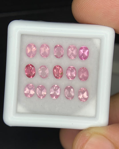Natural Pink Spinel Lot 2.47 Carat 4x3 MM Oval Shape Faceted Gemstone 15 Piece Lot 