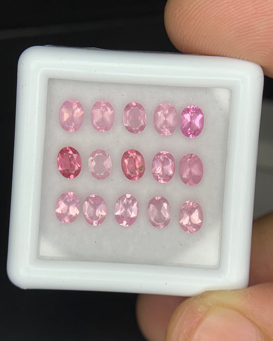 Natural Pink Spinel Lot 2.47 Carat 4x3 MM Oval Shape Faceted Gemstone 15 Piece Lot 