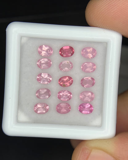 Natural Pink Spinel Lot 2.47 Carat 4x3 MM Oval Shape Faceted Gemstone 15 Piece Lot 