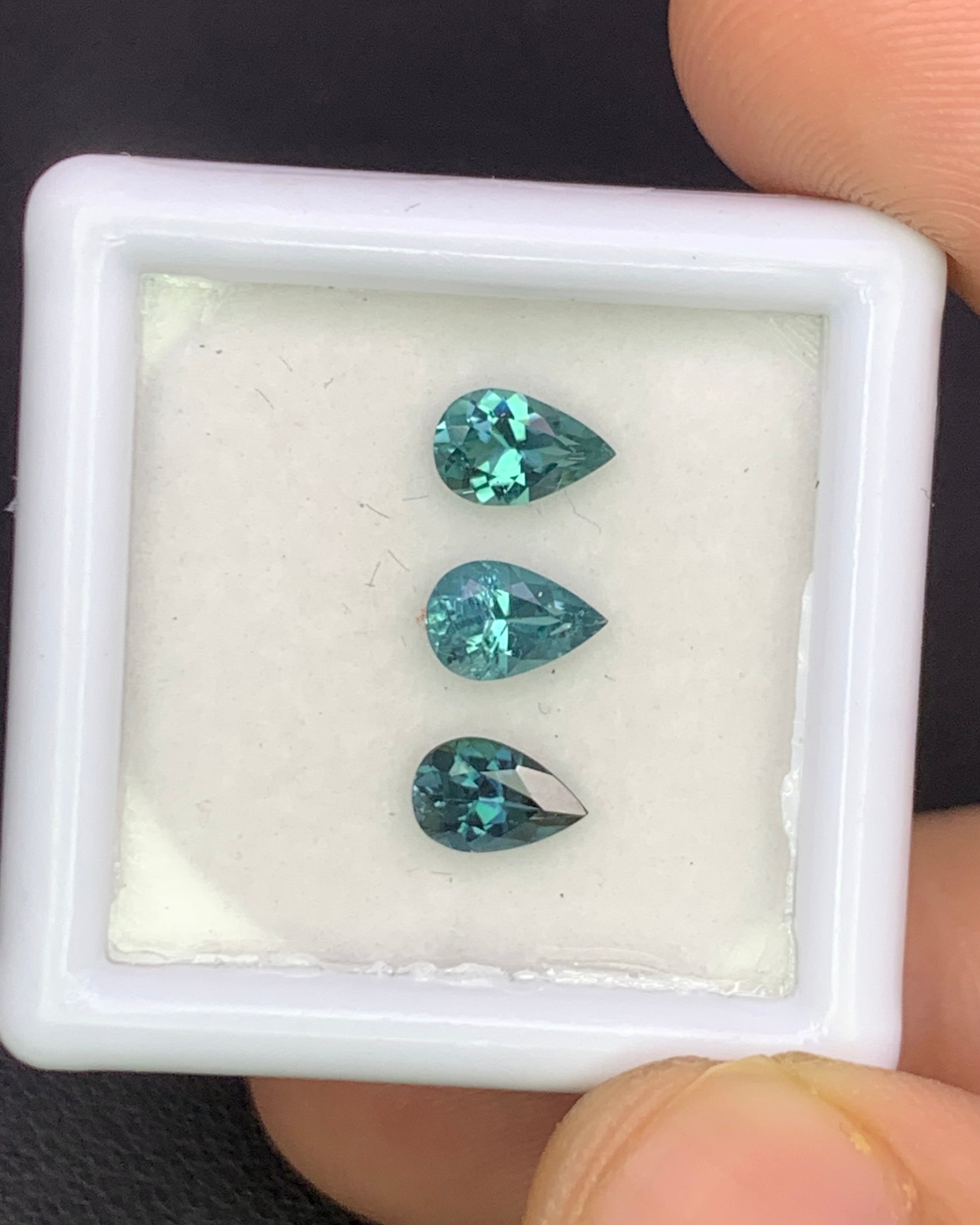 Natural Indicolite Tourmaline Lot 1.03 Carat 6x4 MM (Approx) Pear Shape Faceted Gemstone 3 Piece Lot 
