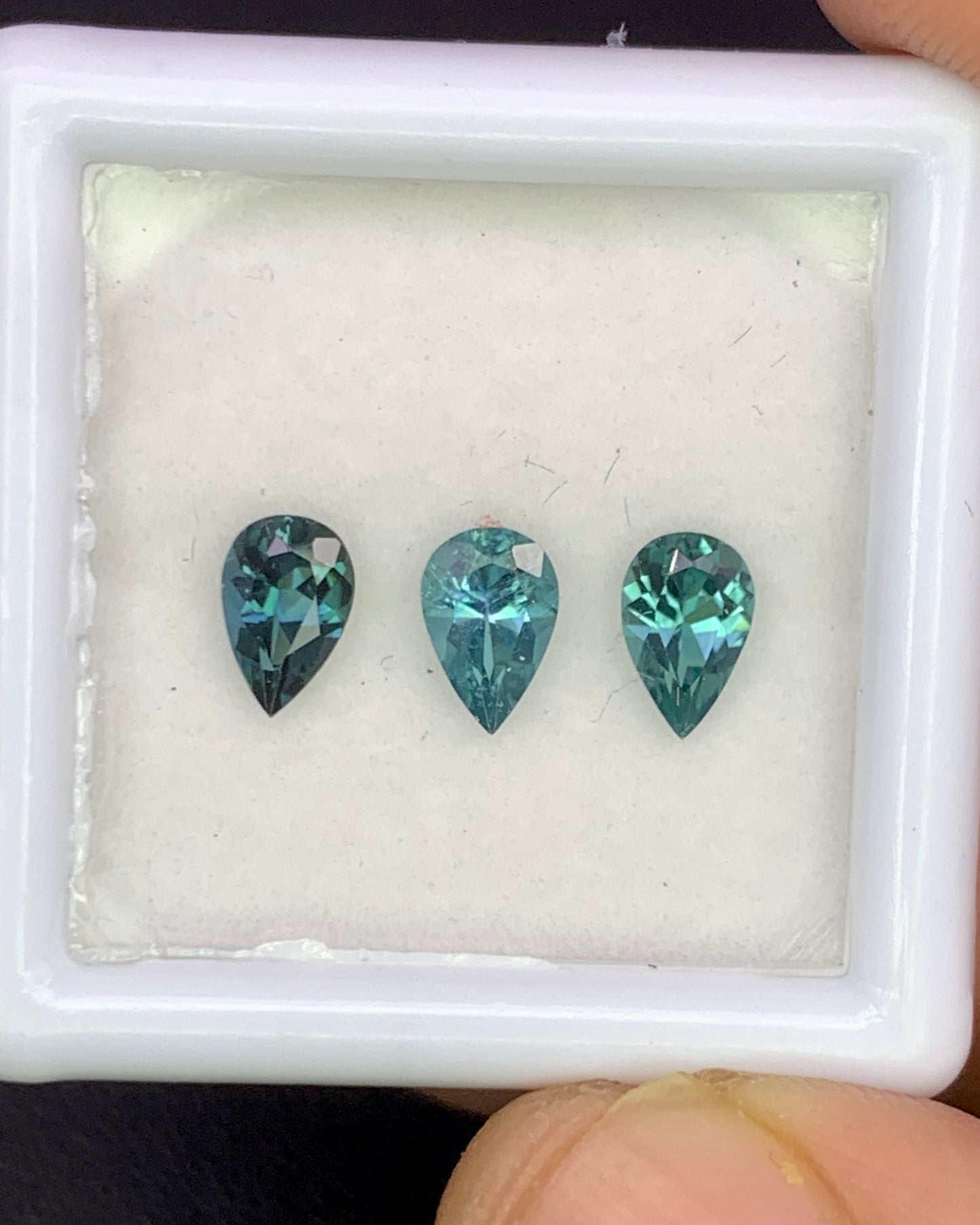Natural Indicolite Tourmaline Lot 1.03 Carat 6x4 MM (Approx) Pear Shape Faceted Gemstone 3 Piece Lot 