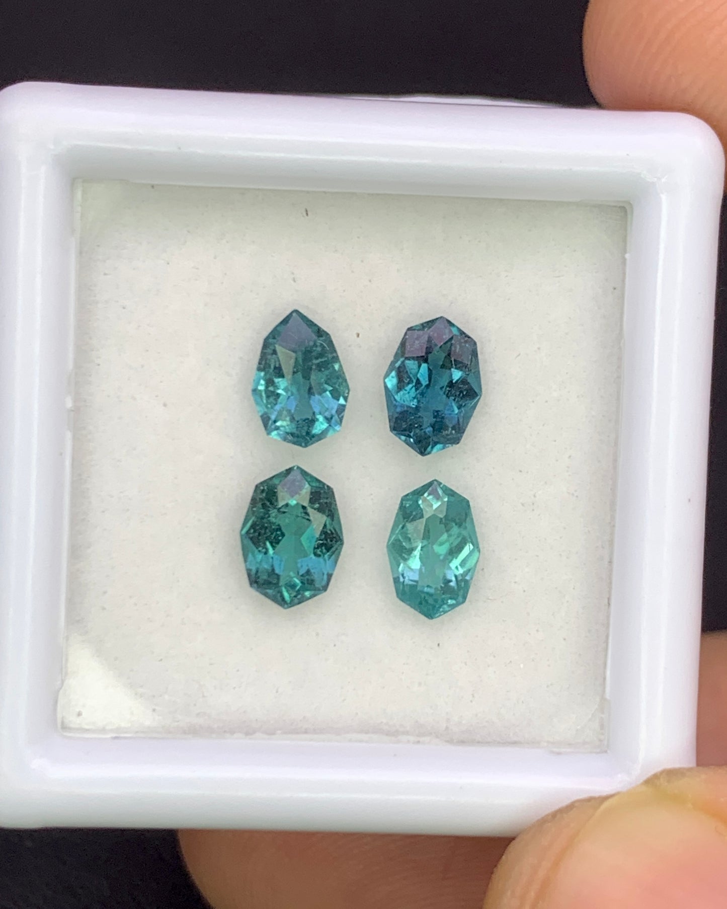 Natural Indicolite Tourmaline Lot 1.36 Carat Fancy Shape Faceted Gemstone 4 Piece Lot 