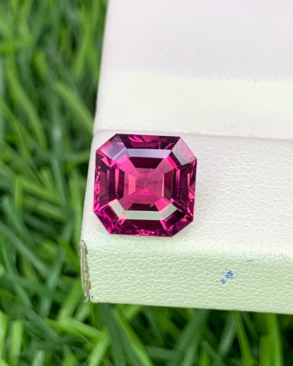 Natural Pink Tourmaline 2.67 Carat 8.1x8.1 MM Asscher Cut Faceted Gemstone