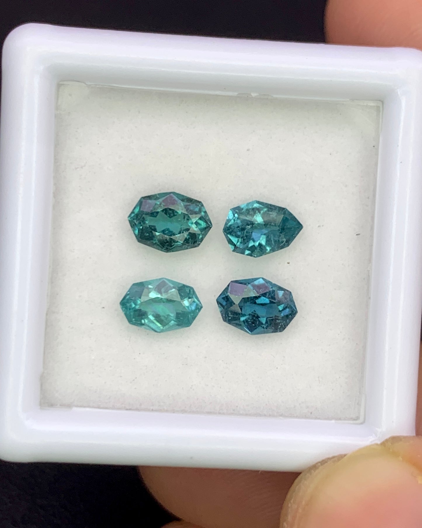 Natural Indicolite Tourmaline Lot 1.36 Carat Fancy Shape Faceted Gemstone 4 Piece Lot 