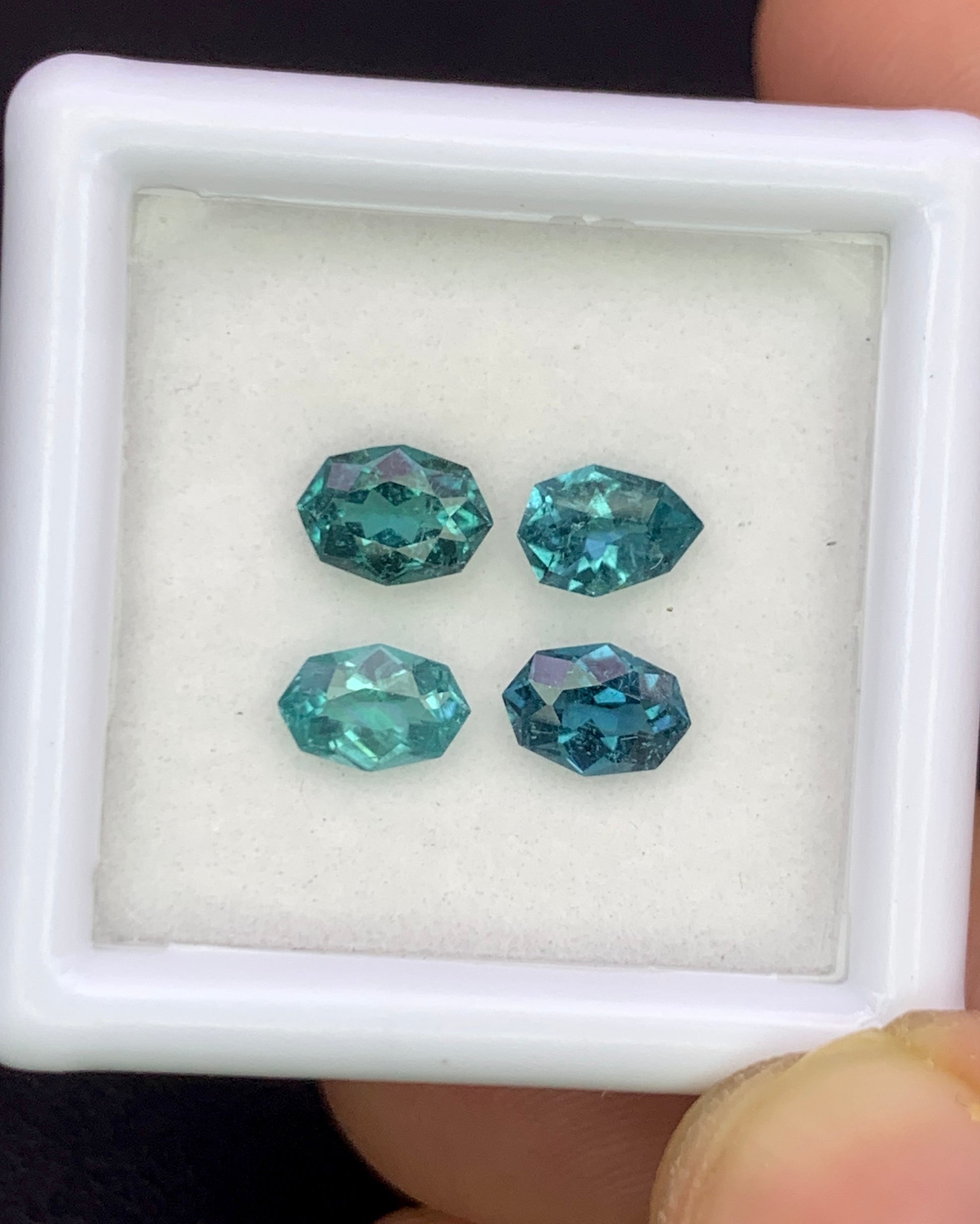 Natural Indicolite Tourmaline Lot 1.36 Carat Fancy Shape Faceted Gemstone 4 Piece Lot 