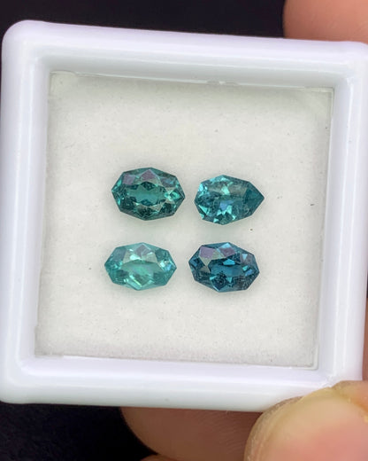 Natural Indicolite Tourmaline Lot 1.36 Carat Fancy Shape Faceted Gemstone 4 Piece Lot 
