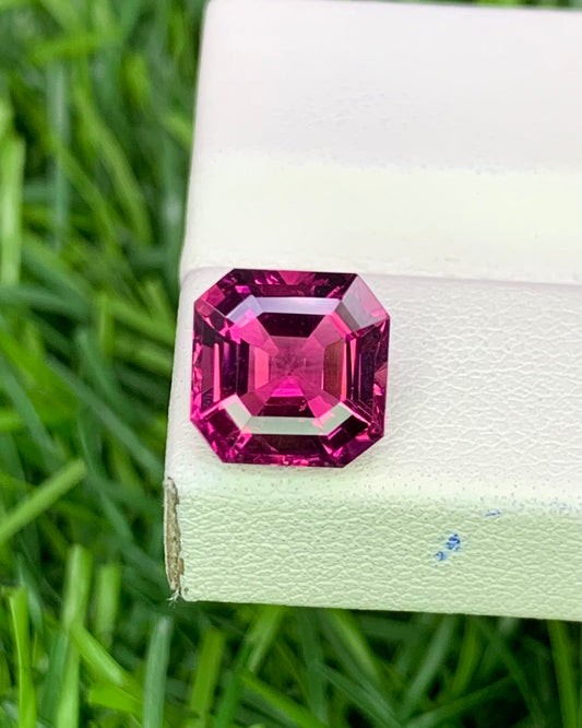 Natural Pink Tourmaline 2.67 Carat 8.1x8.1 MM Asscher Cut Faceted Gemstone