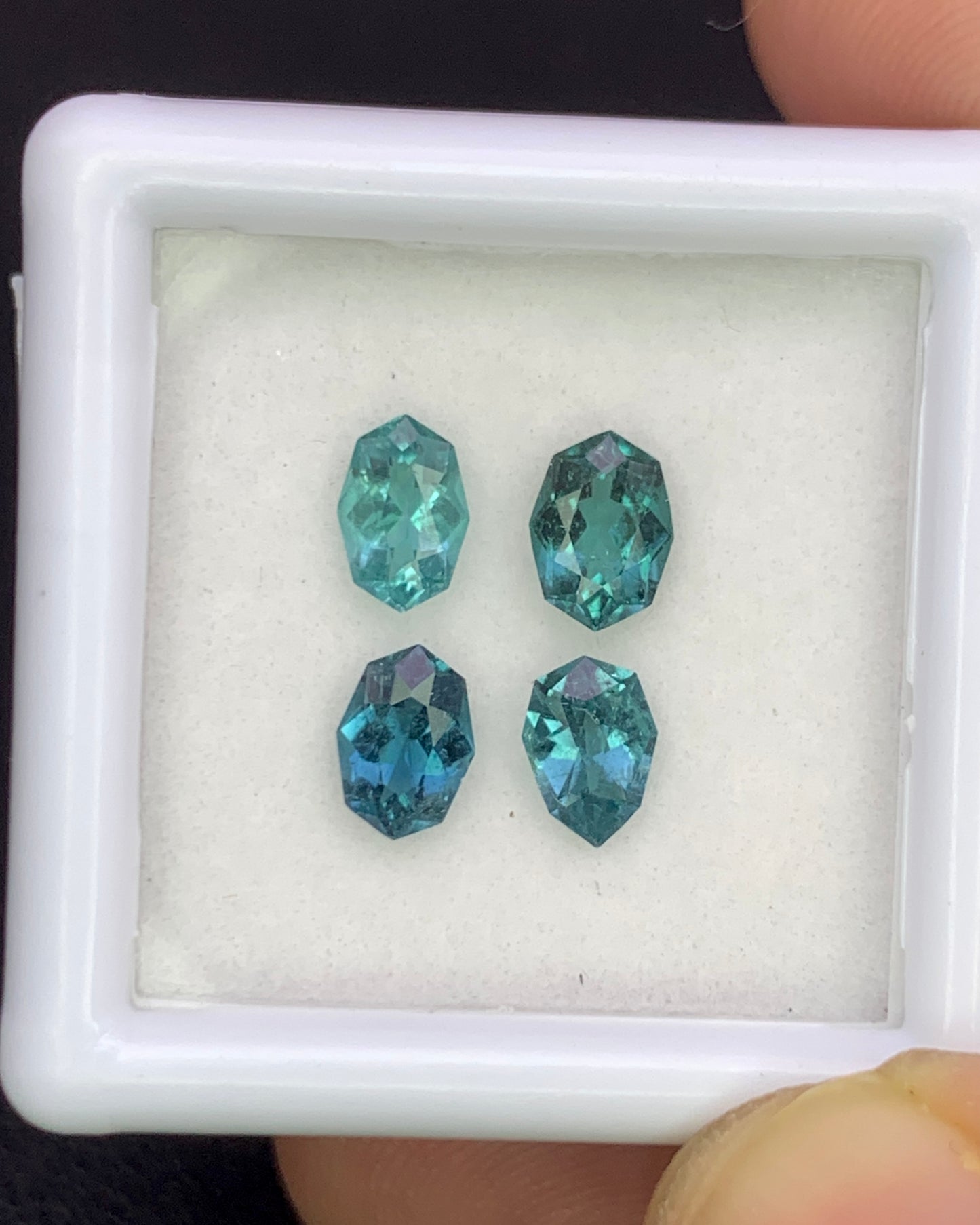 Natural Indicolite Tourmaline Lot 1.36 Carat Fancy Shape Faceted Gemstone 4 Piece Lot 